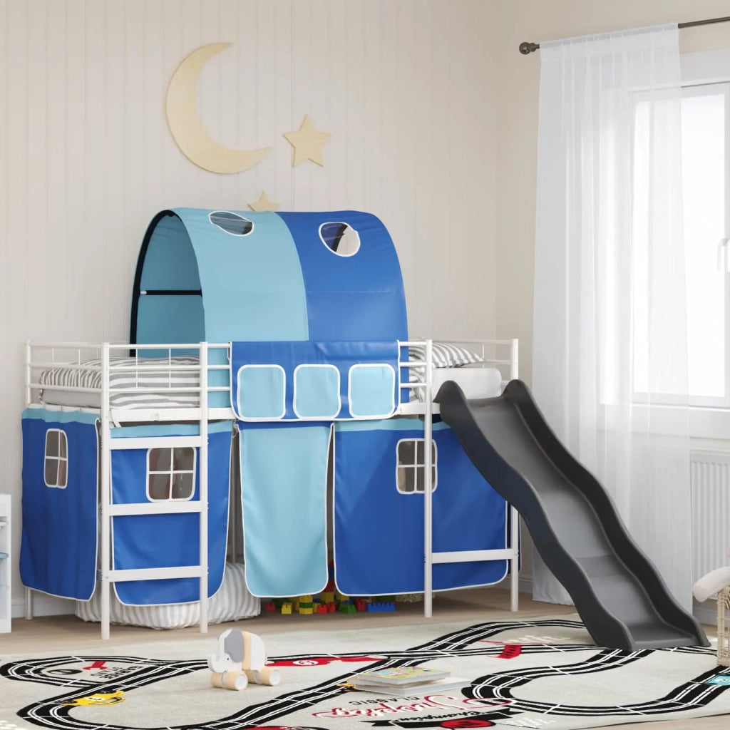 Struttura del letto loft per bambini Bianco e Blu 90 x 190 cm