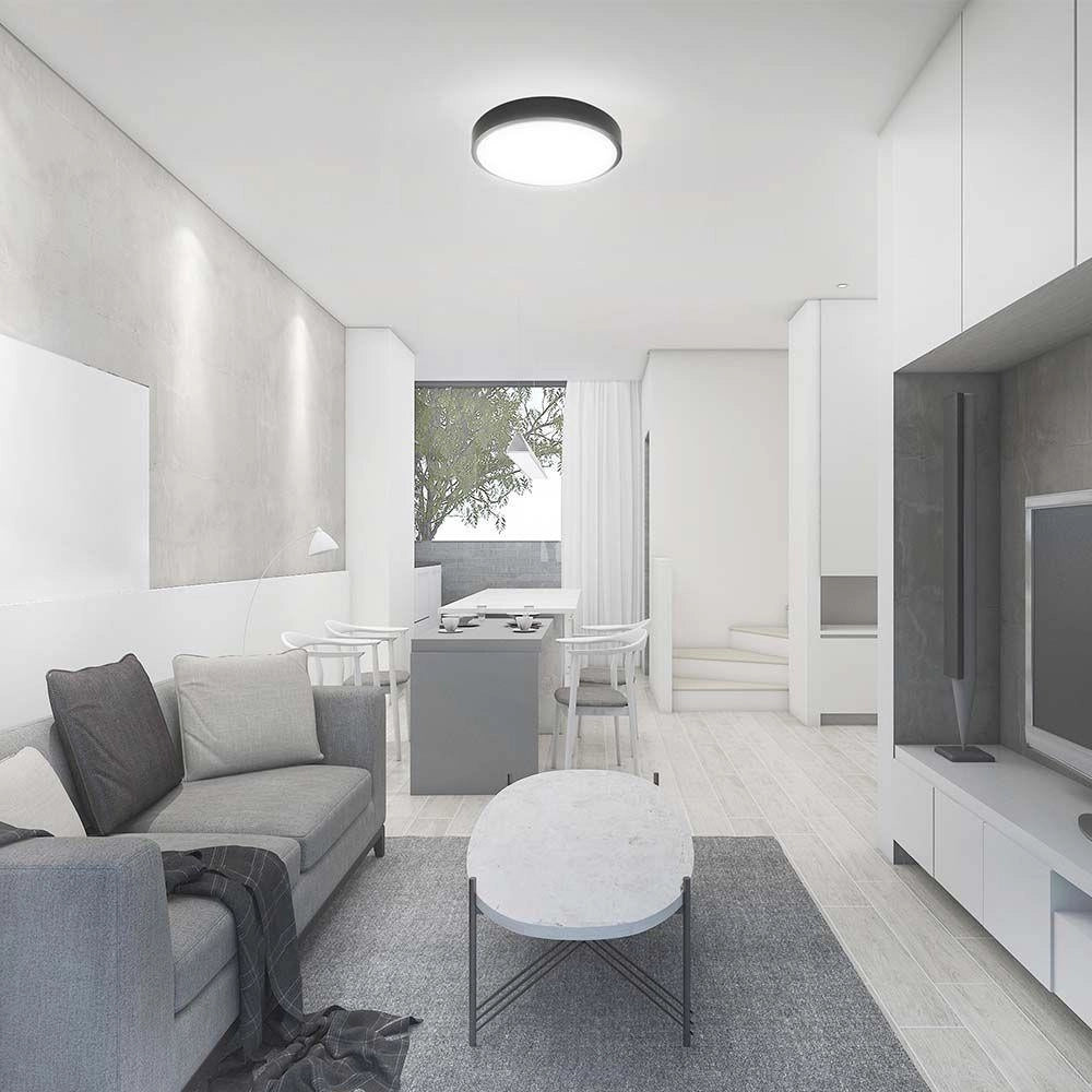 Plafoniera LED 18W tonda 30cm nera sensore+tele IP44 V-TAC