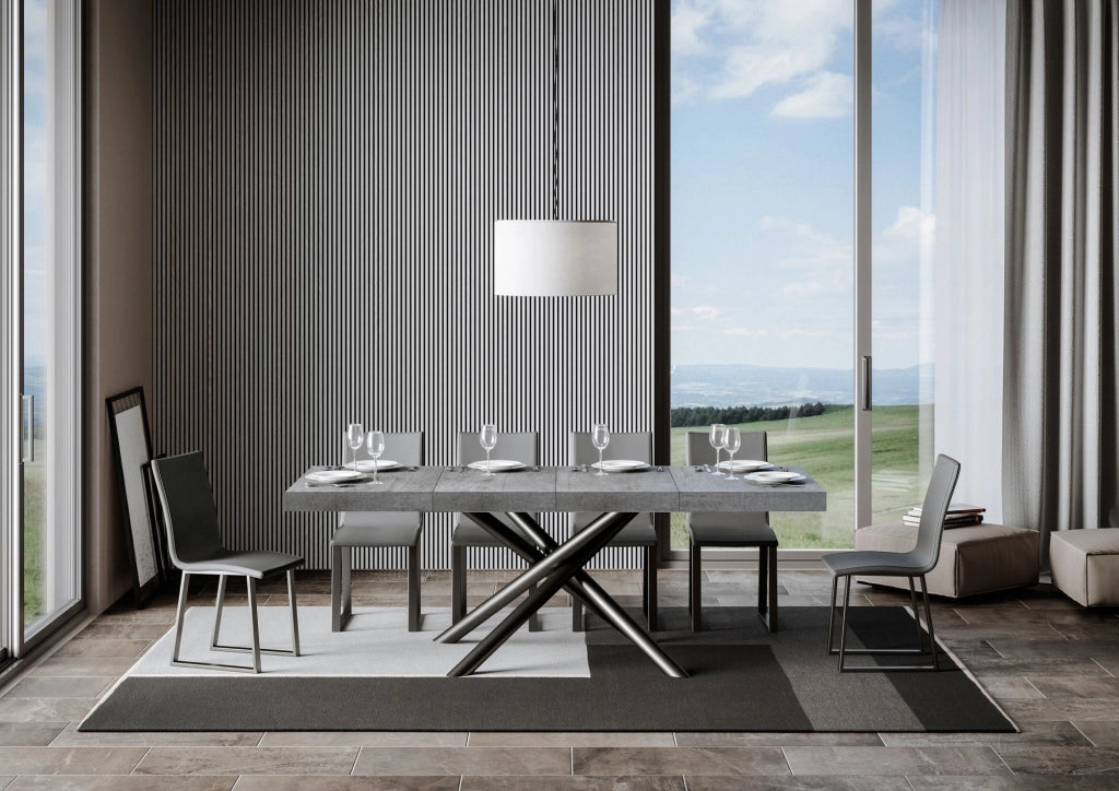 Tavolo Allungabile 140-400x90x77 cm Famas Premium Cemento Telaio Antracite