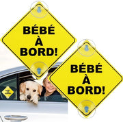 Bordi di avviso 2 pezzi - Bordo auto - Bambino a bordo - Doppia zavorra - Etichetta per parabrezza - Segno di sicurezza