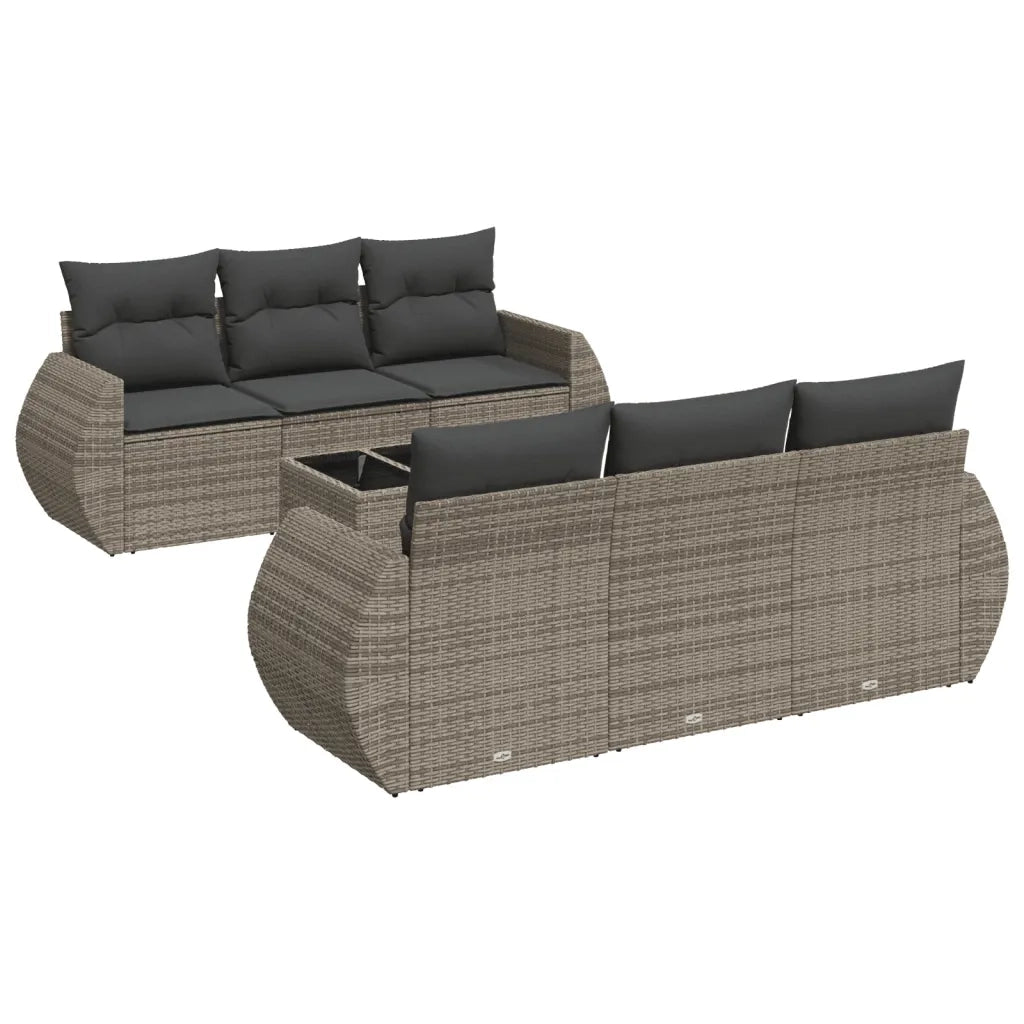 Set Divani da Giardino 7 pz con Cuscini Grigio in Polyrattancod mxl 113413