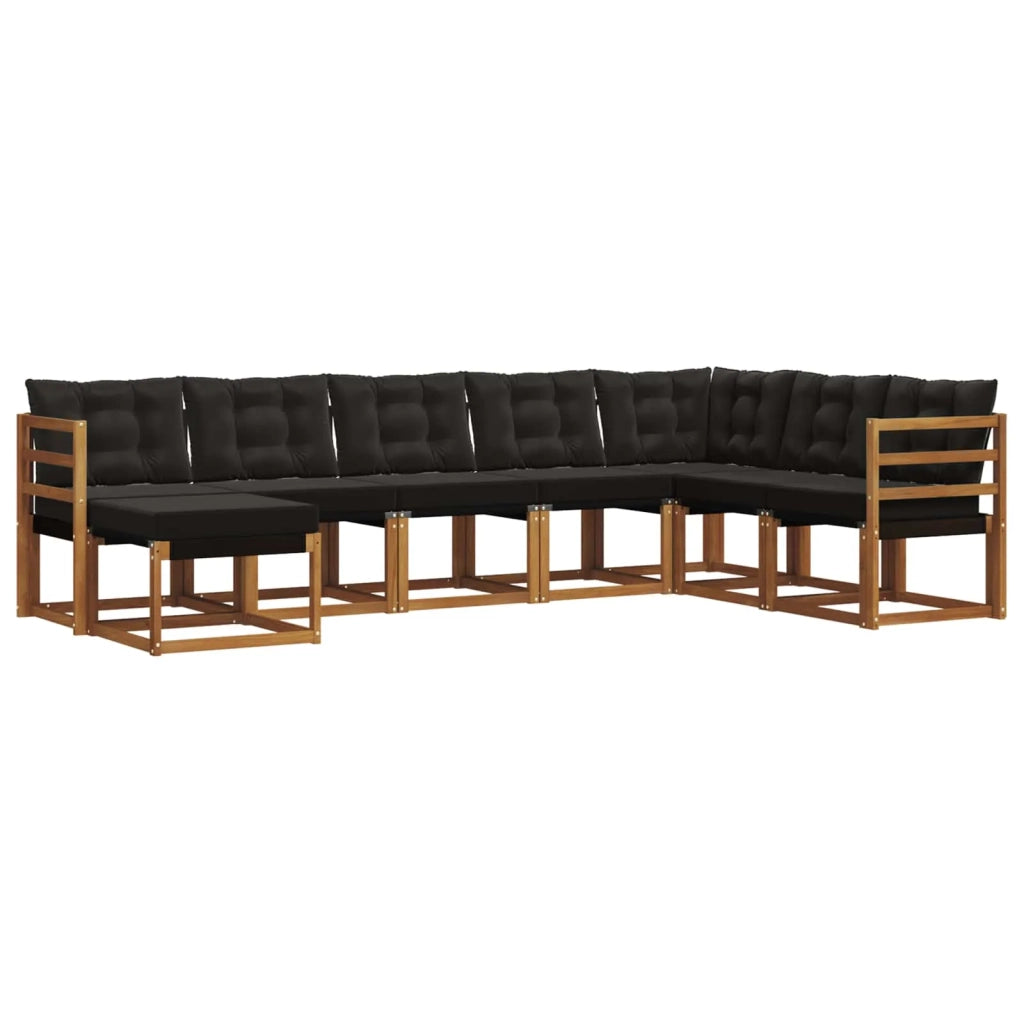 Set di divani da esterno con cuscino 8 pcs Naturale e Nero 3368943
