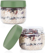 Oat Overnight in vetro da 300 ml, Oat Overnight con coperchio, 2 pezzi, piccoli bicchieri da colazione, contenitori rotondi in vetro per Overnight Oats, yogurt, granella di cereali, frutta, noci, pasti
