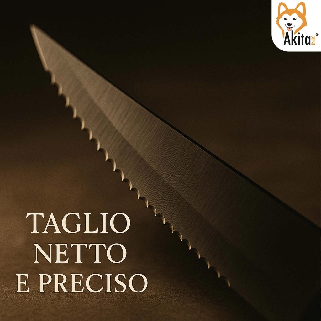 AkitaInk Set 6 Coltelli Bistecca Classic Acciaio Inox 11cm