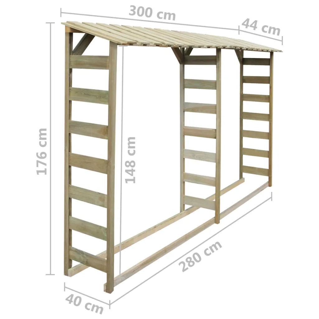 Doppio Capannone per Legname 300x44x176cm Legno Pino Impregnato 42957