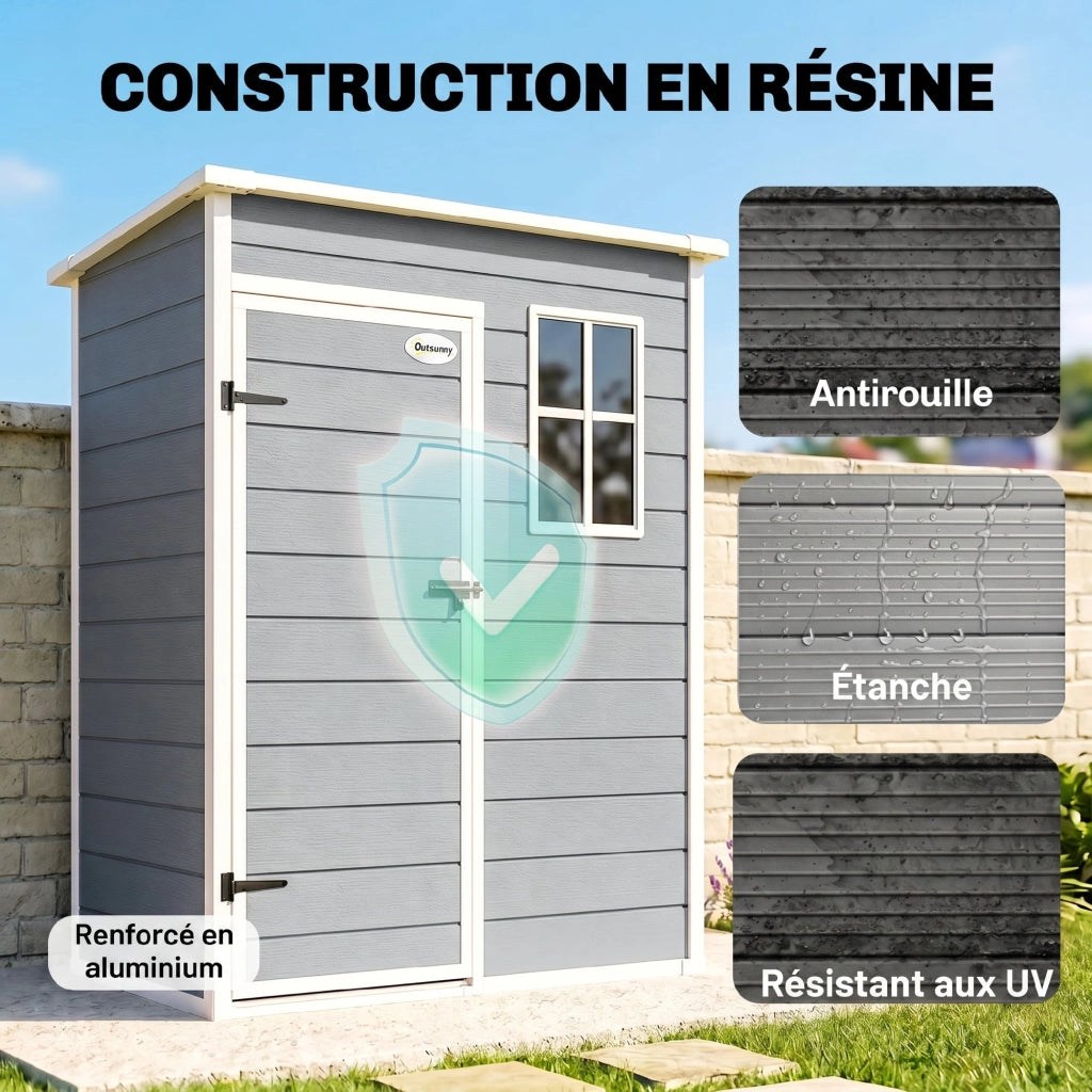 Casetta da giardino ¨C Minimal ¨C grigio plastica 151x92x193 cm