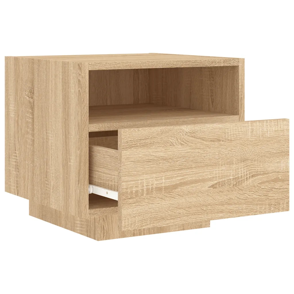 Comodino | Armadio da Notte | Mobiletto da notte con Luci LED Rovere Sonoma 40x39x37 cm