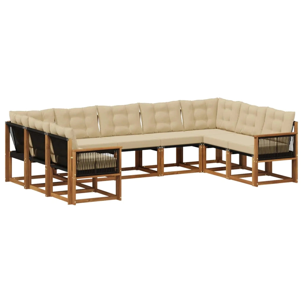 Set di divani da esterno 9 pz Naturale e Beige 3382209