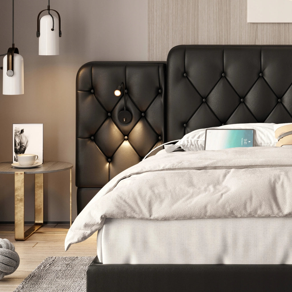 Letto matrimoniale 180x200 - Xylo - Nero velluto con USB