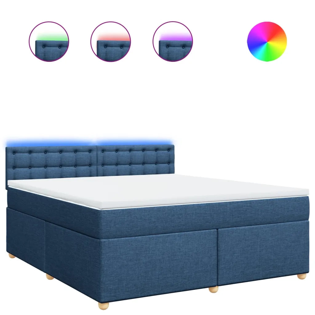 vidaXL Giroletto a Molle con Materasso Blu 180x200 cm in Tessuto