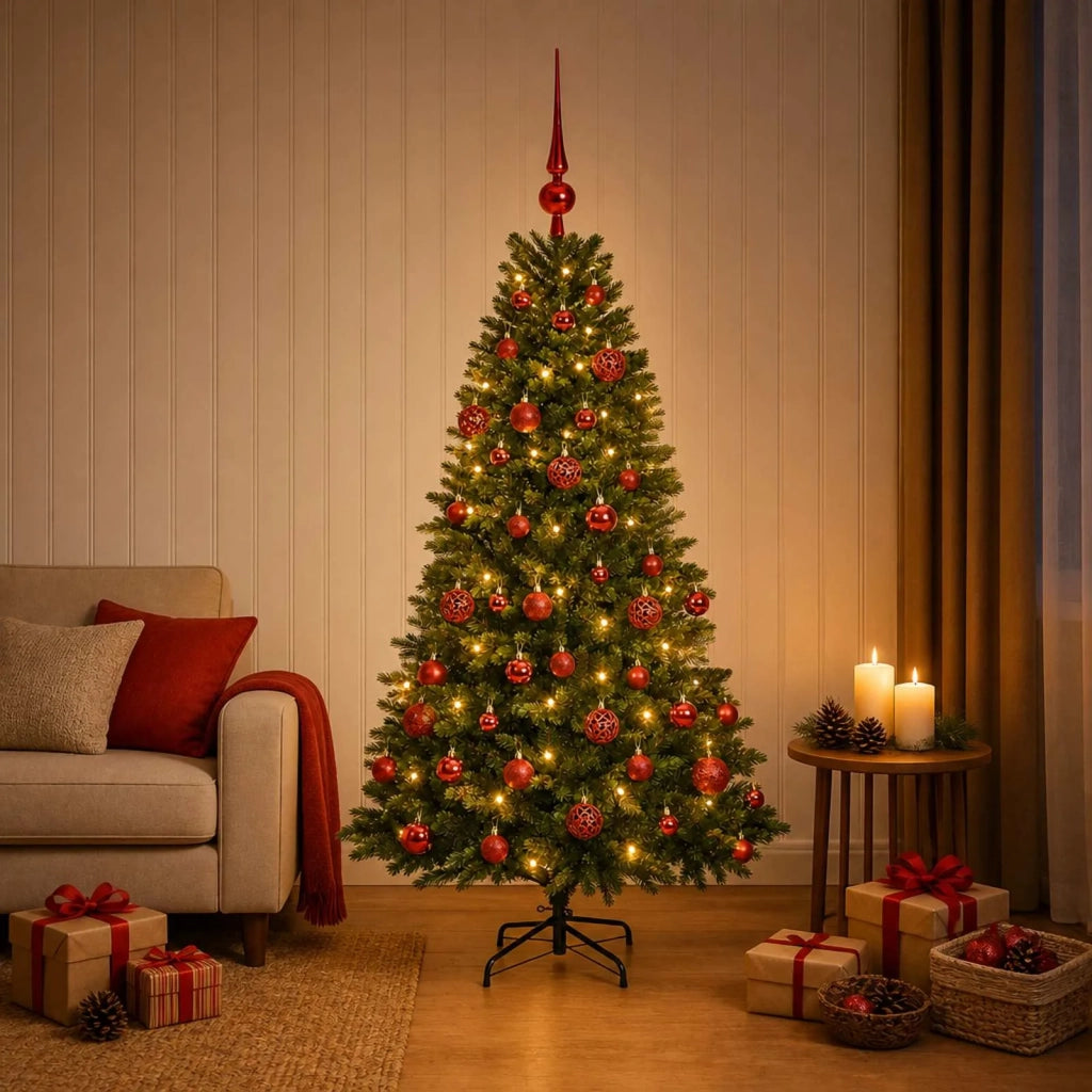 Albero di Natale Artificiale con Palline 150 cm 150 LED 3465884