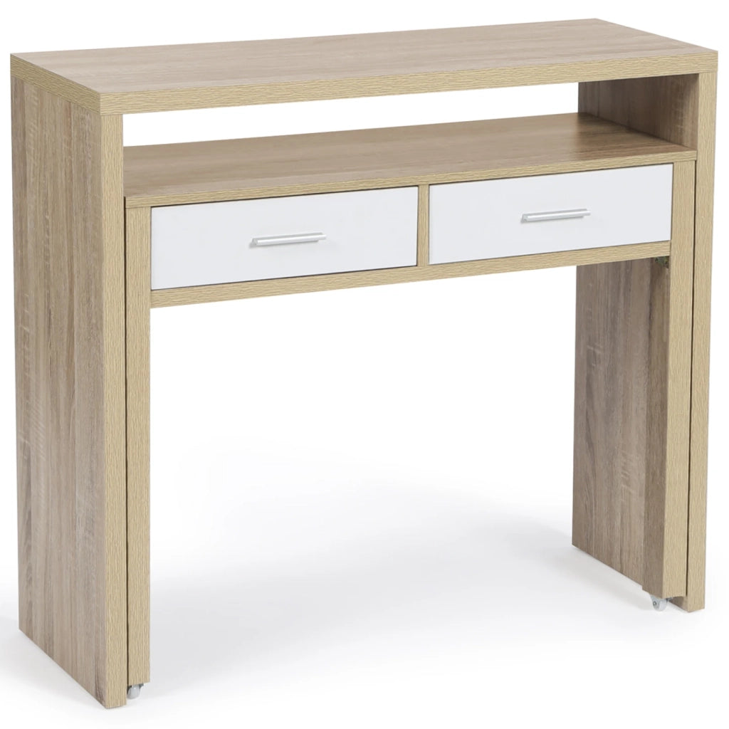 IDMarket - Scrivania allungabile MAX in faggio e bianco
