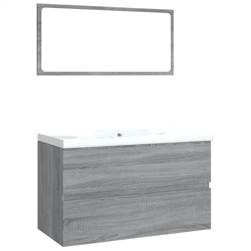 Set di Mobili da Bagno | Armadio da bagno Grigio Sonoma in Legno Multistrato