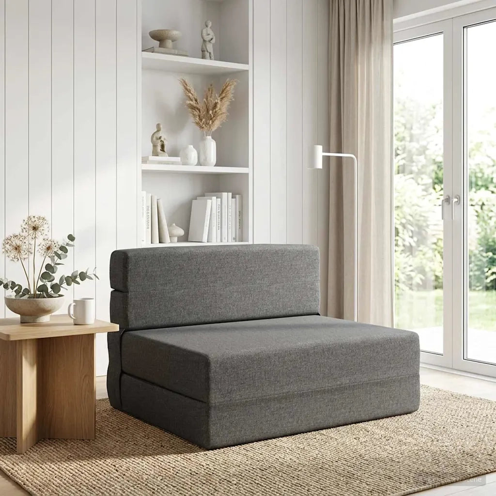 Divano Letto Pieghevole Grigio Chiaro 70 x 72 x 60 cm Tessuto 900068