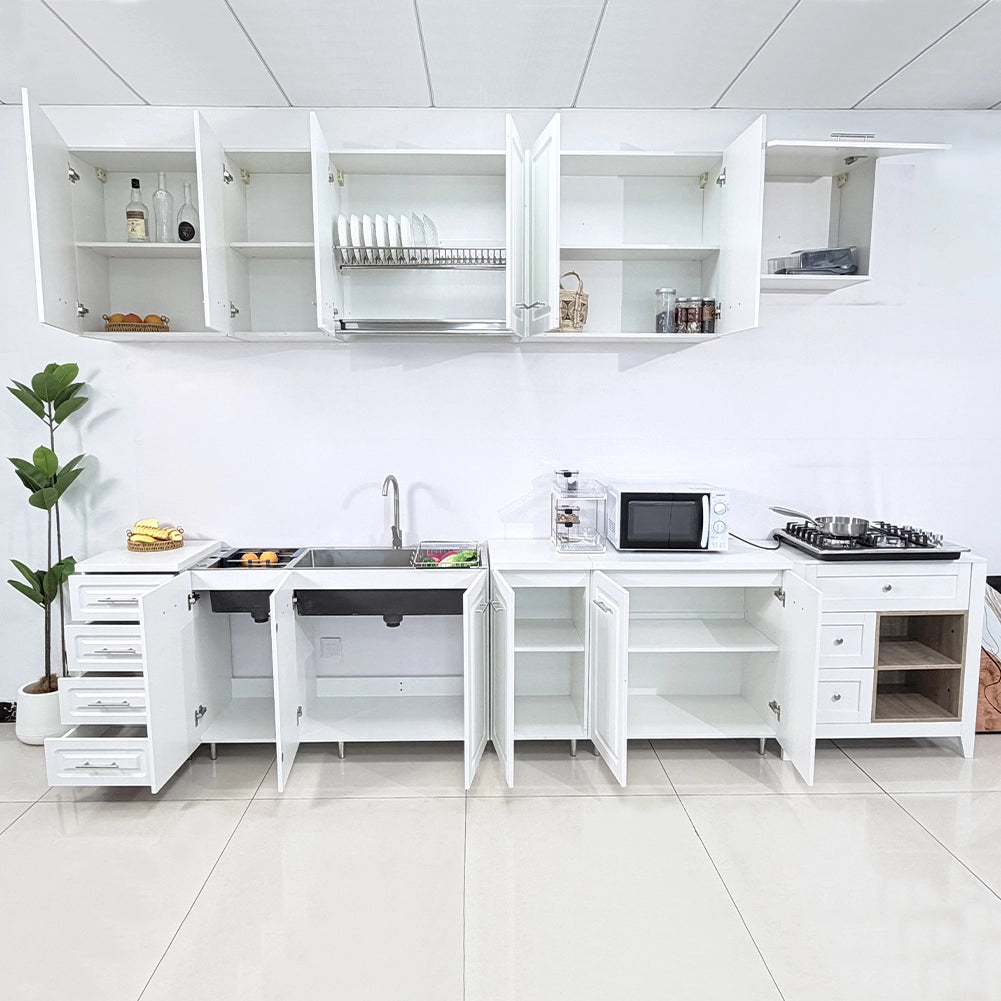 Mobile Base per Cucina Componibile in Legno Boiserie Bianco 2 Ante 2 Scomparti