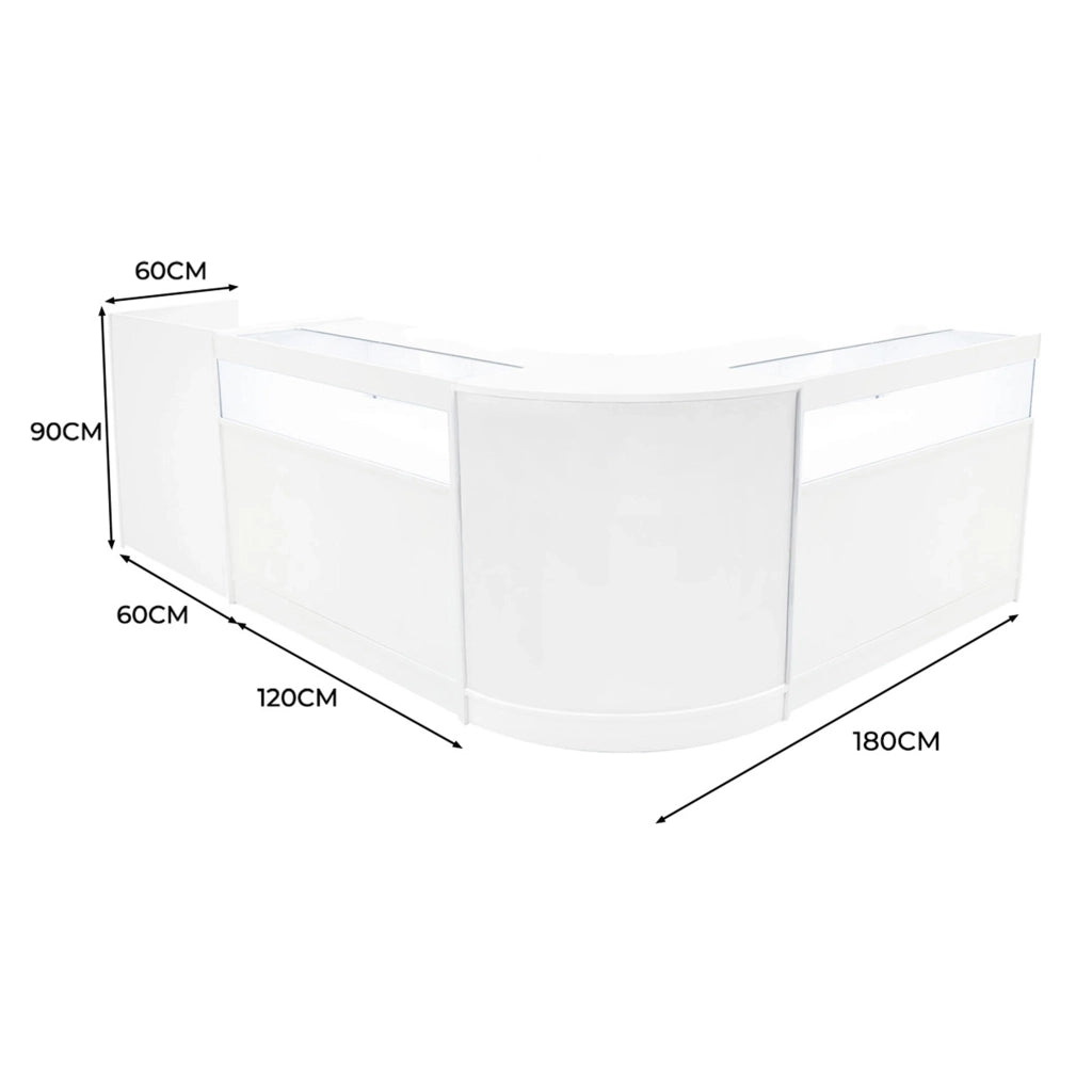 Set Banconi Negozio Bianco Luna LED B1200 CM60 TB60 con Serrature e Vetrina