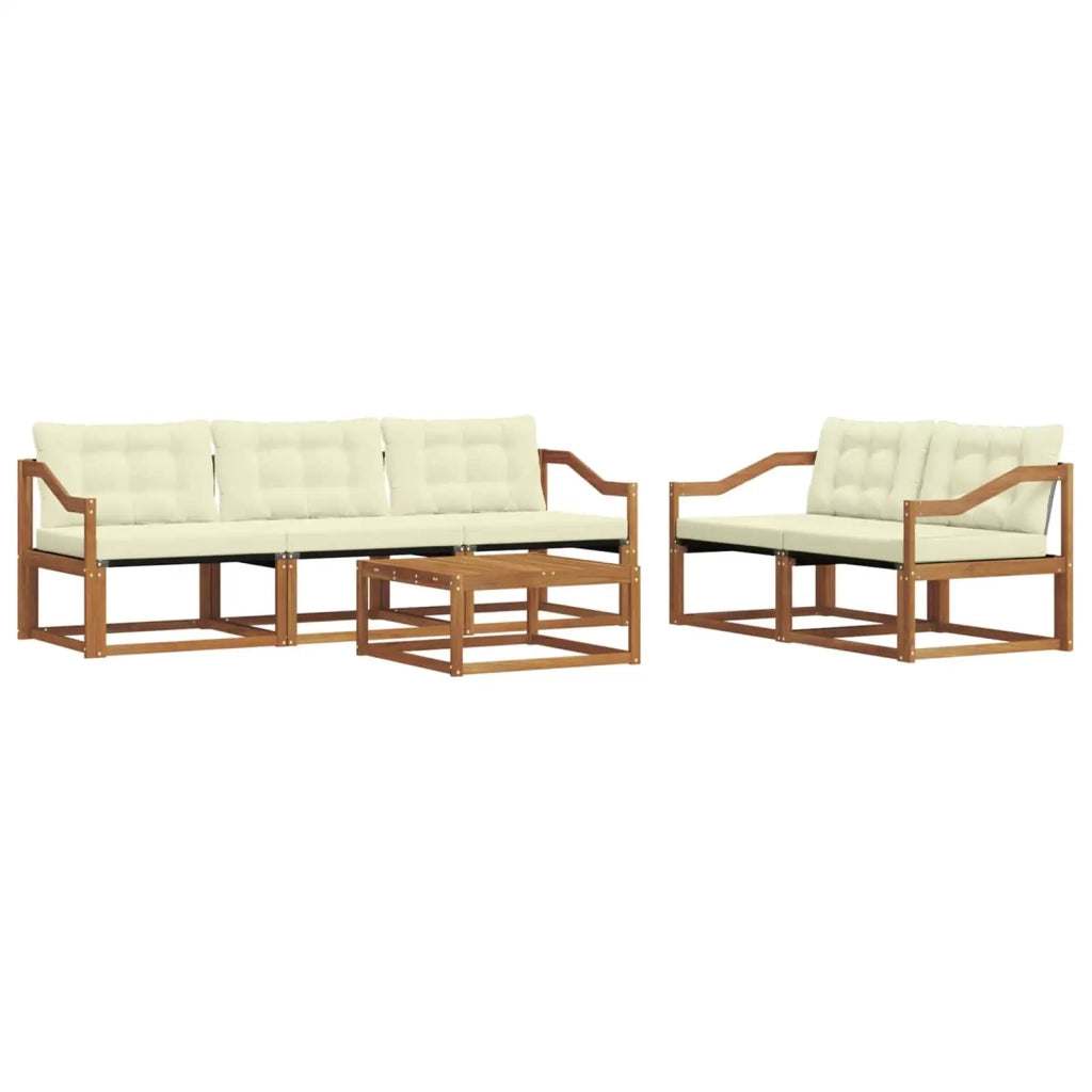 Set di divani da esterno con cuscino 6 pcs Naturale e Crema 3369201