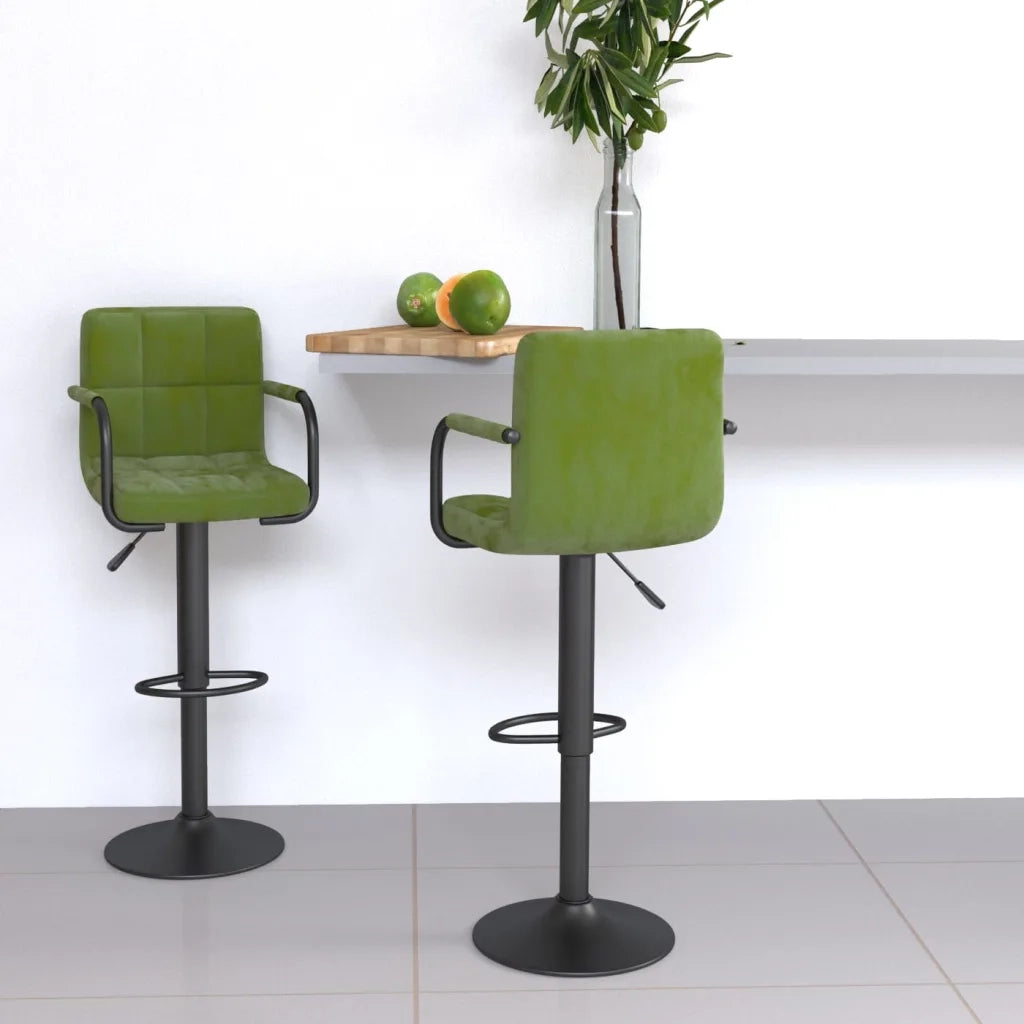 vidaXL Sgabelli da Bar 2 pz Verde Chiaro in Velluto