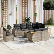 Set Divano da Giardino 9 pz con Cuscini Grigio in Polyrattancod mxl 90272