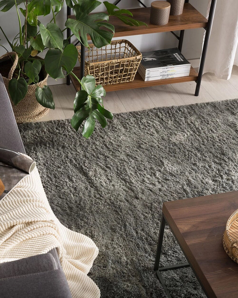 Tappeto Shaggy in cotone grigio scuro in misto poliestere 200 x 300 cm soffice pelo denso