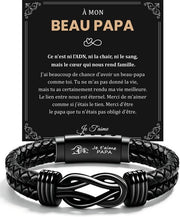Bracciale in Pelle con Disegno Unico - Adattabile - Acciaio Inossidabile - Regalo per il Giorno del Padre - Chiusura a Nastro - Incisione "Ti amo, PAPA - Bracciale da Padre