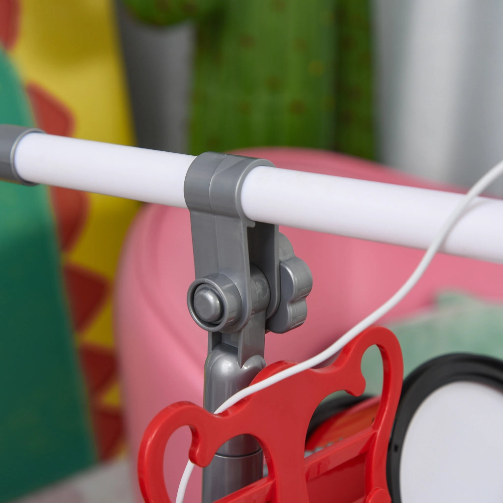 Batteria per Bambini con 4 Tamburi, Microfono, Piatti, Bacchette e Tastiera ¨C Minimal ¨C Rosso