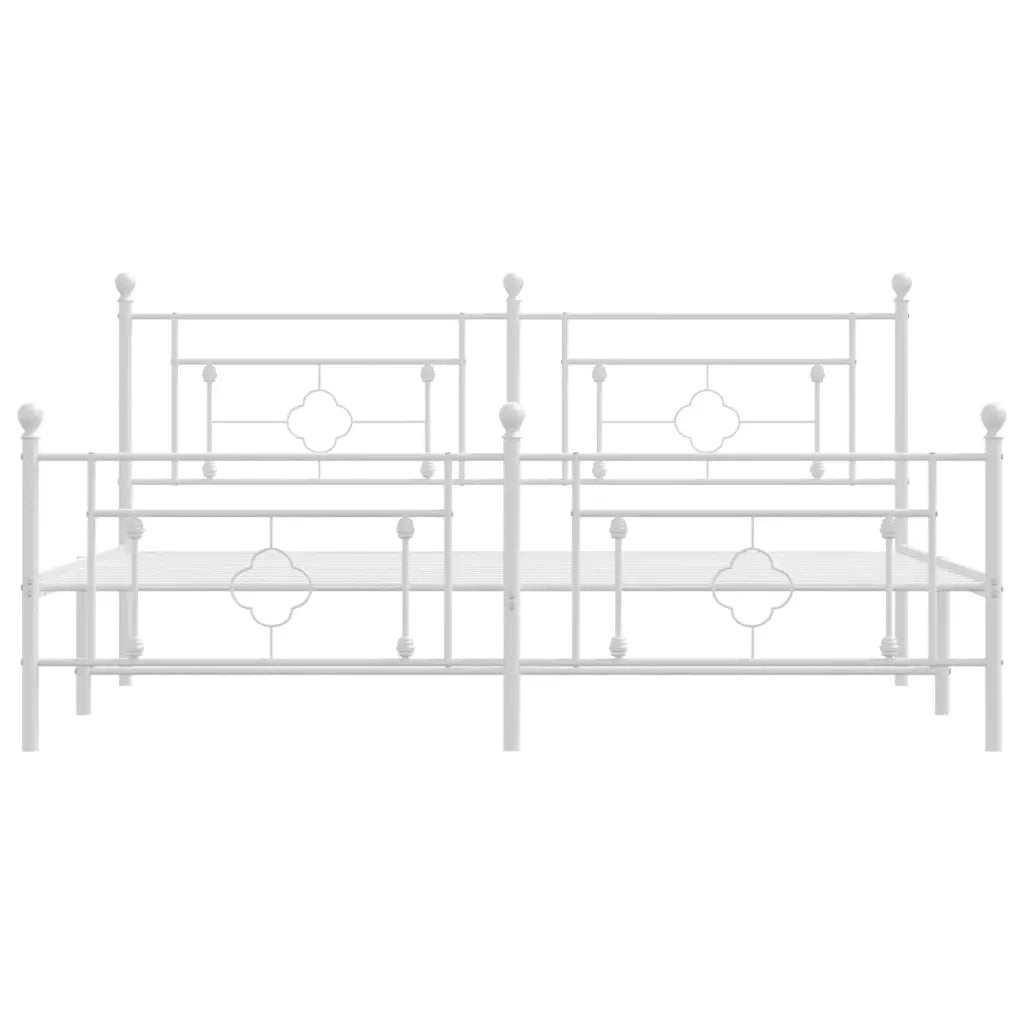 Giroletto con Testiera e Pediera-Struttura Letto Metallo Bianco 183x213 cm 694261
