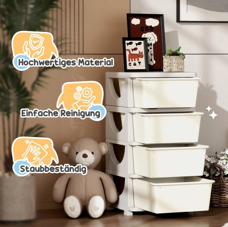 Scatola contenitore con quattro cassetti per bambini