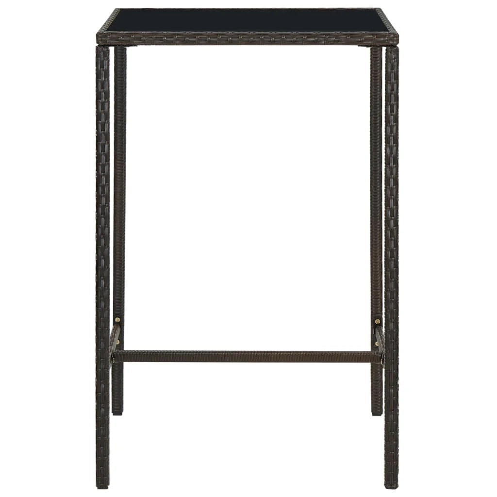 Set da bar da giardino 3 pezzi e cuscini in resina intrecciata marrone 02_0014499
