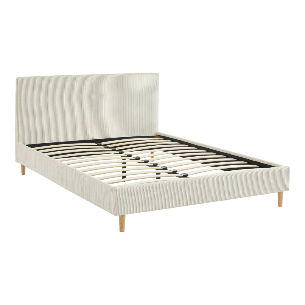 Struttura letto con rete a doghe e testiera 140x190cm, velluto a coste