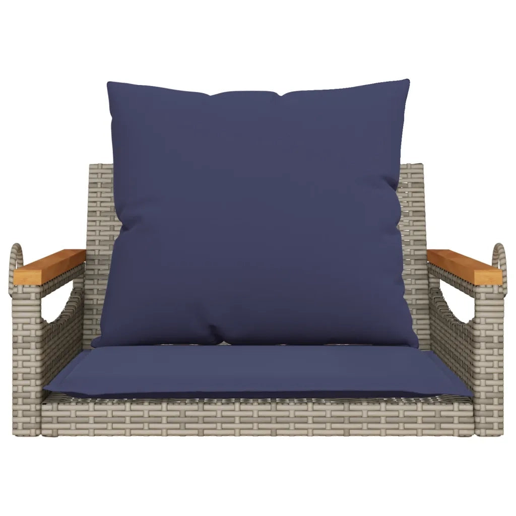Panchina Dondolo con Cuscini Grigia 63x62x40 cm in Polyrattan 368168