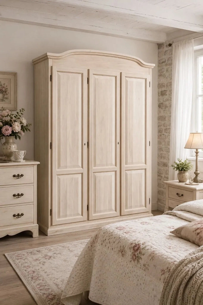 Armadio 3 ante cappello sagomato in legno grezzo 158x56x197 - Mobili 2G