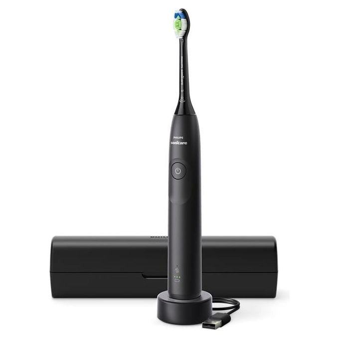 Philips Sonicare serie 5300 Sonicare Spazzolino elettrico sonico con base di ricarica, 2 livelli intensità, sensore di pressione colore nero HX7101/02