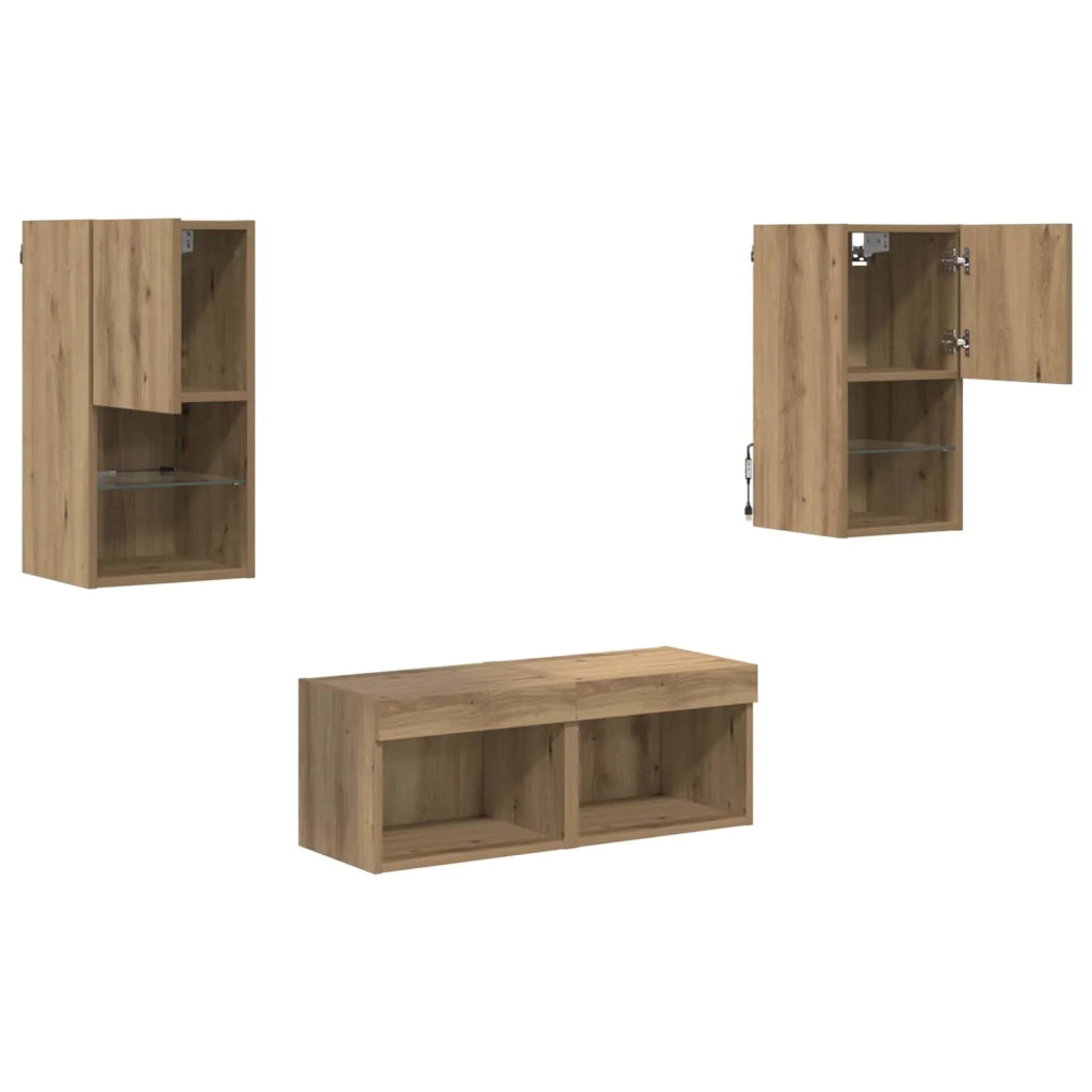 Mobiletti TV da Parete 4 pcs Rovere artigianale 3402915