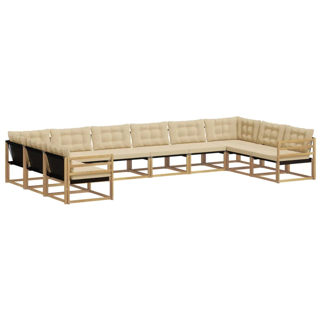 Set di divani da esterno con cuscino 10 pcs Bianco e Beige 3389107