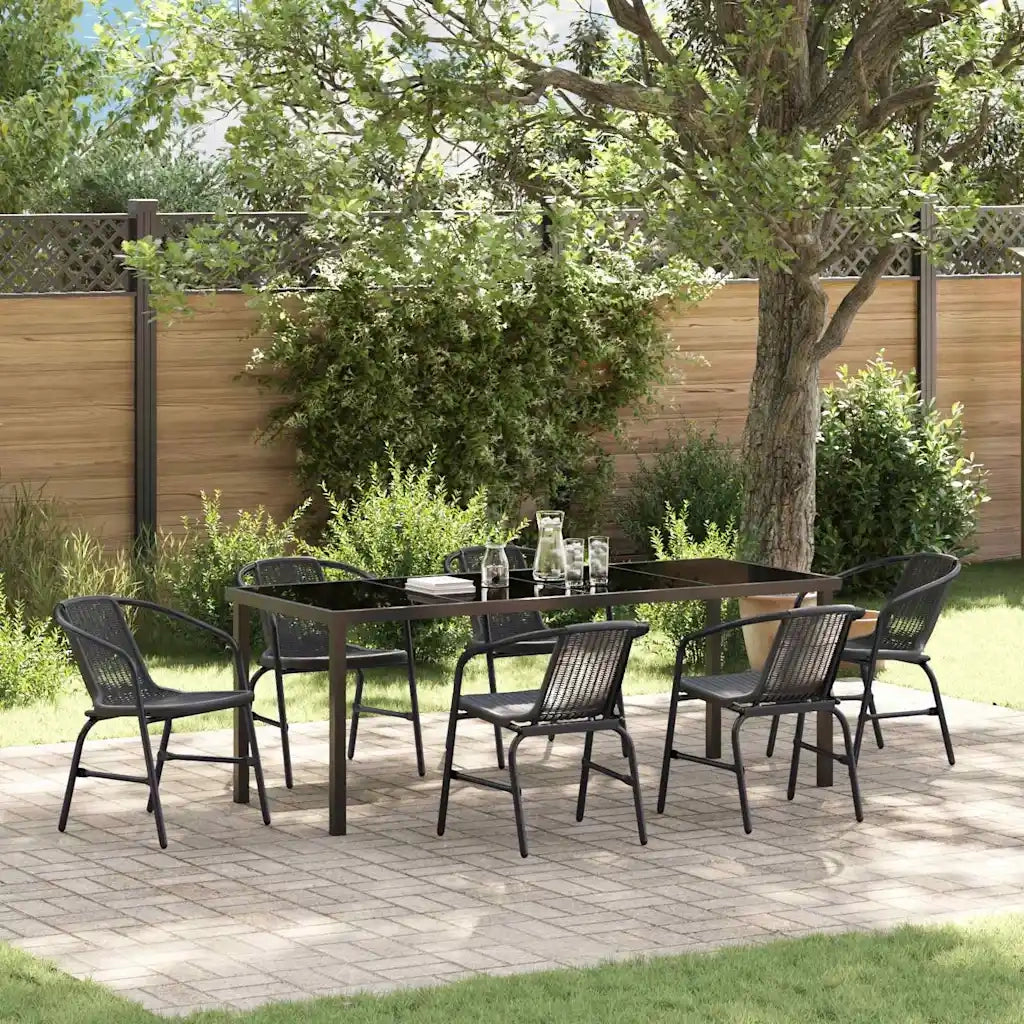 Set da Pranzo per Giardino 7 pcs Nero 3379385