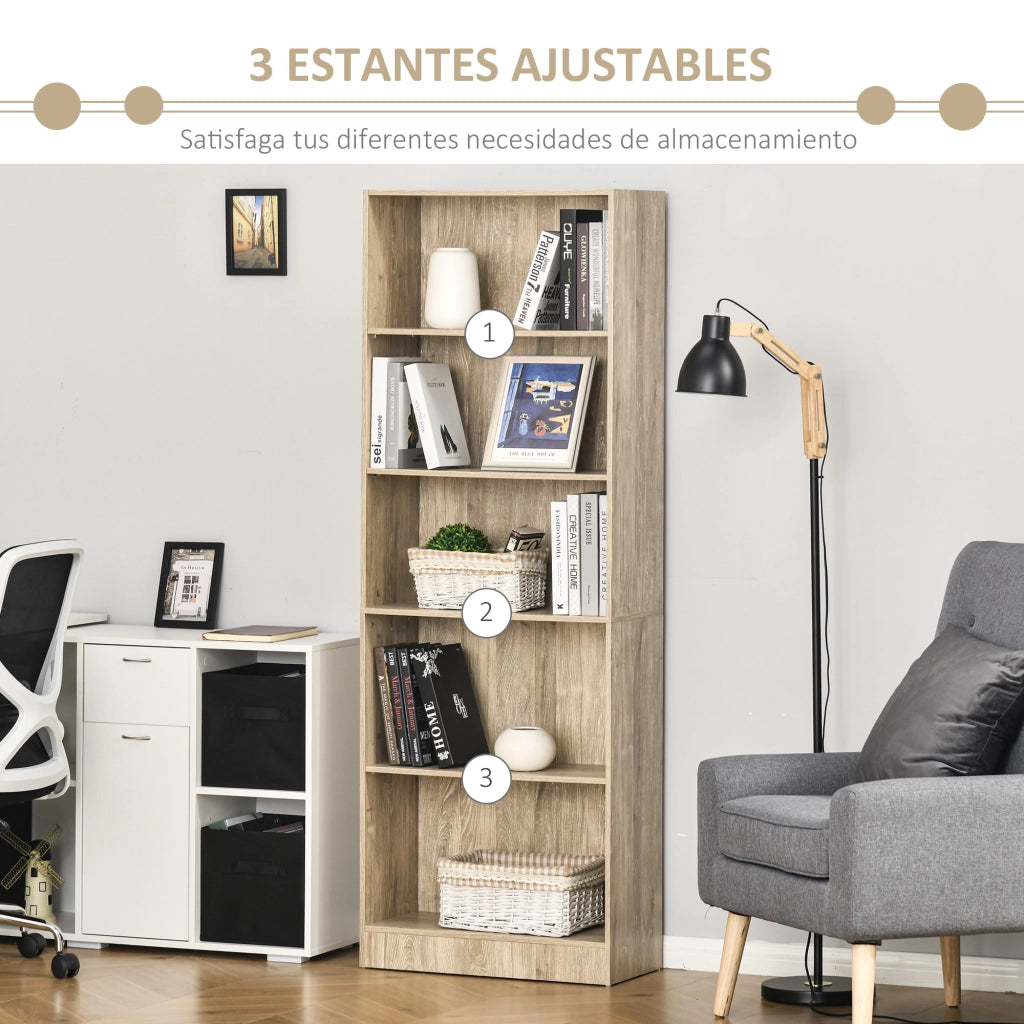 Libreria 5 Livelli con Ripiani Ajustables ¨C zephmum ¨C 63x29,5x176 cm Legno Naturale