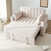Divano letto multifunzionale 136x162x84 cm con schienale a 3 posizioni; 2 cuscini; cotone beige