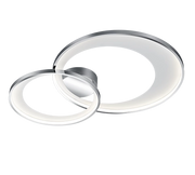 Plafoniera LED doppio cerchio, metallo, bianco, L 80 cm, Granada