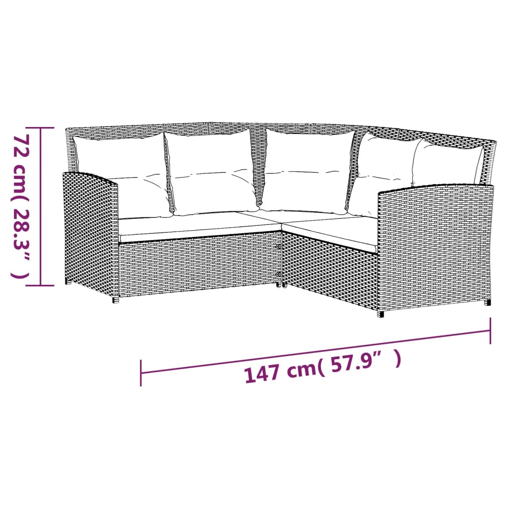 Set Divano a L con Cuscini 2 pz Grigio in Polyrattan 319658
