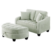 Divano letto convertibile con pouf contenitore; tessuto traspirante; eucalipto ciano 132 Ã— 129 Ã— 93 cm