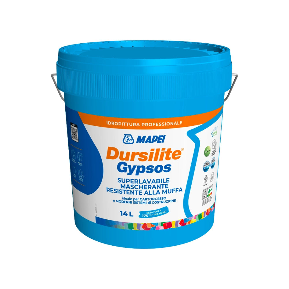 Dursilite gypsos 14 l idropittura antimuffa superlavabile per cartongesso