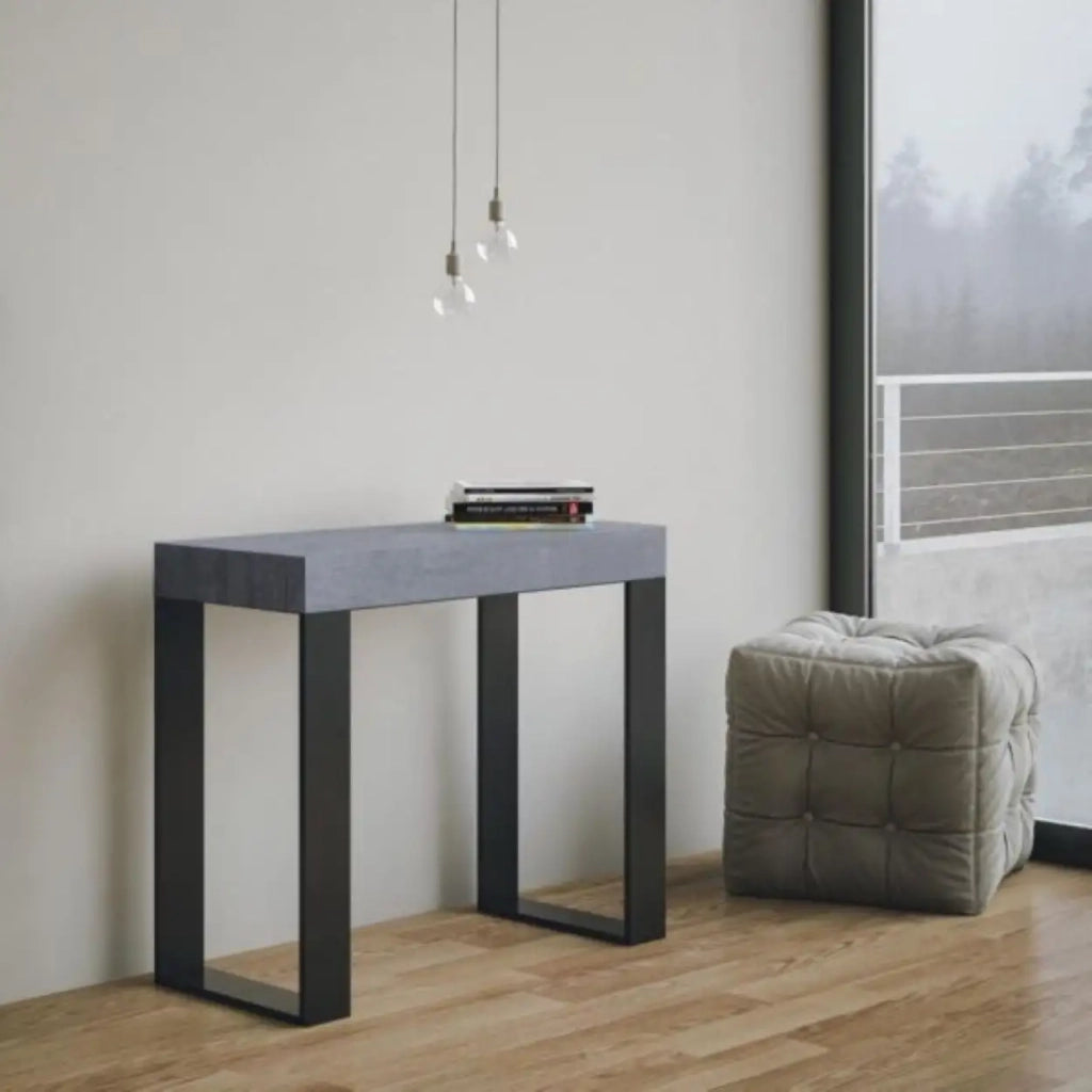 Consolle allungabile 90x40/196 cm Tecno Small Premium cemento gambe antracite