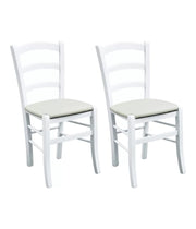Set 2 sedie legno massello bianco seduta imbottita crema - Mobili 2G