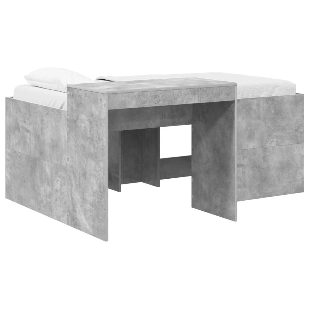 Letto alto per bambini con scrivania Grigio Cemento