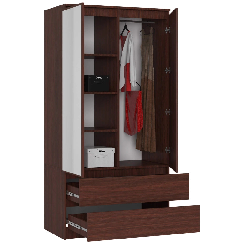 Armadio AKORD S90 Wengé 90 cm 2 ante 2 cassetti 90x51x180 cm