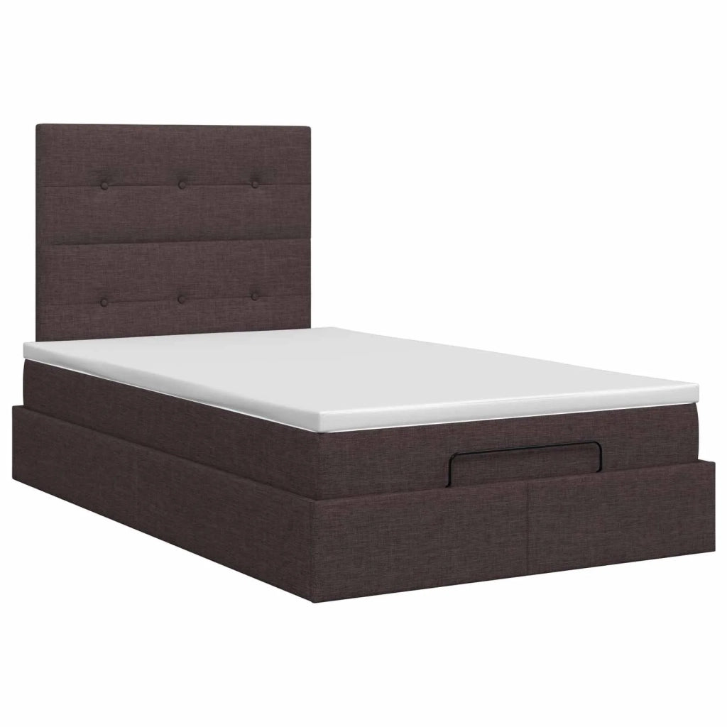 Letto ottomano con materasso Marrone Scuro 120 x 190 cm Tessuto 3457476