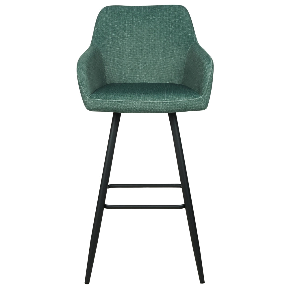 Set di 2 sgabelli da bar in velluto verde con seduta imbottita con braccioli e gambe in metallo stile moderno soggiorno