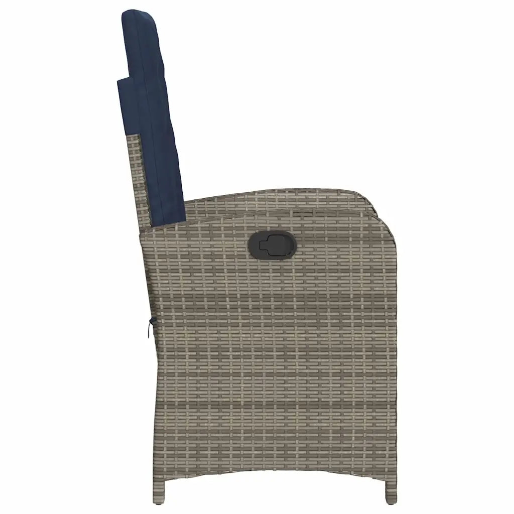 Sedie da Giardino Reclinabili 2 pz | Sedie da Esterno e Cuscini Grigio Polyrattan
