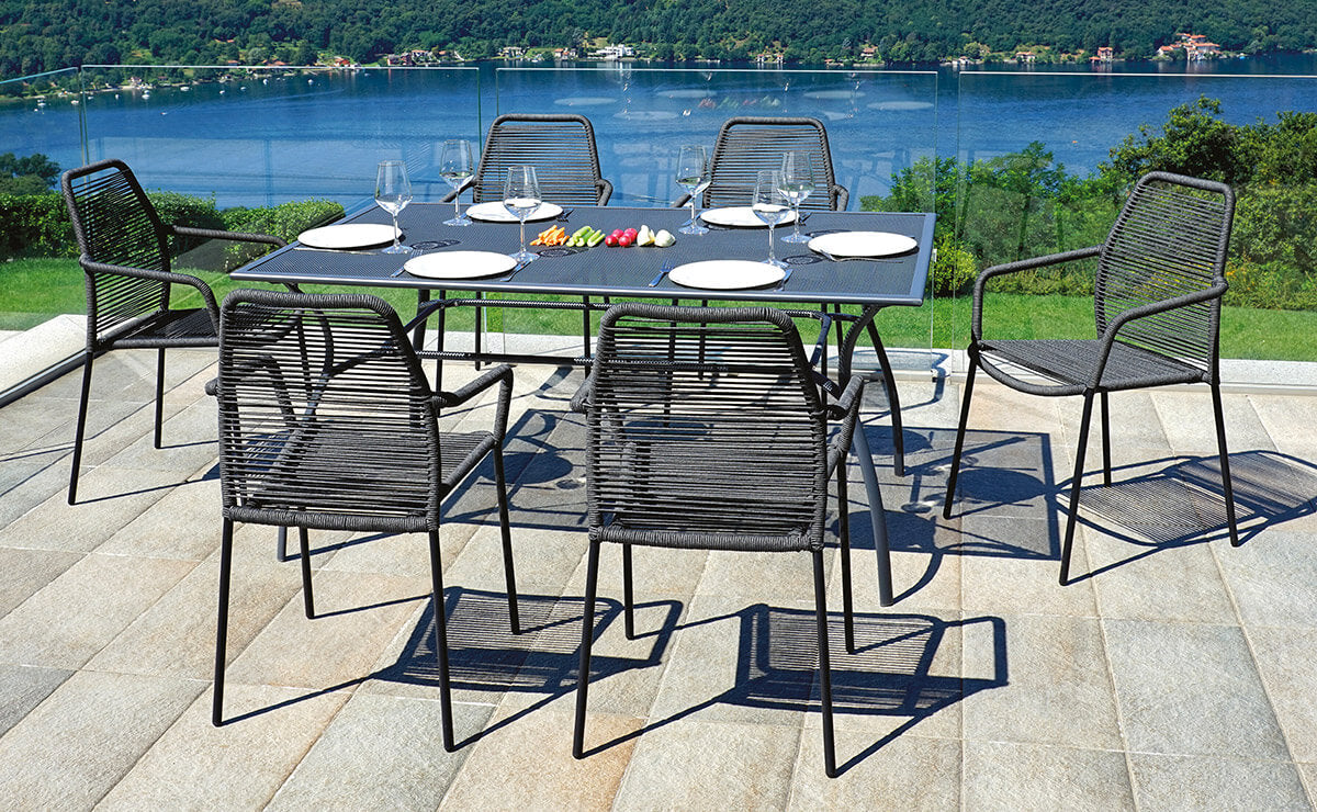 Tavolo Rettangolare da Giardino 160x100 cm in Ferro Vorghini Ameno Antracite